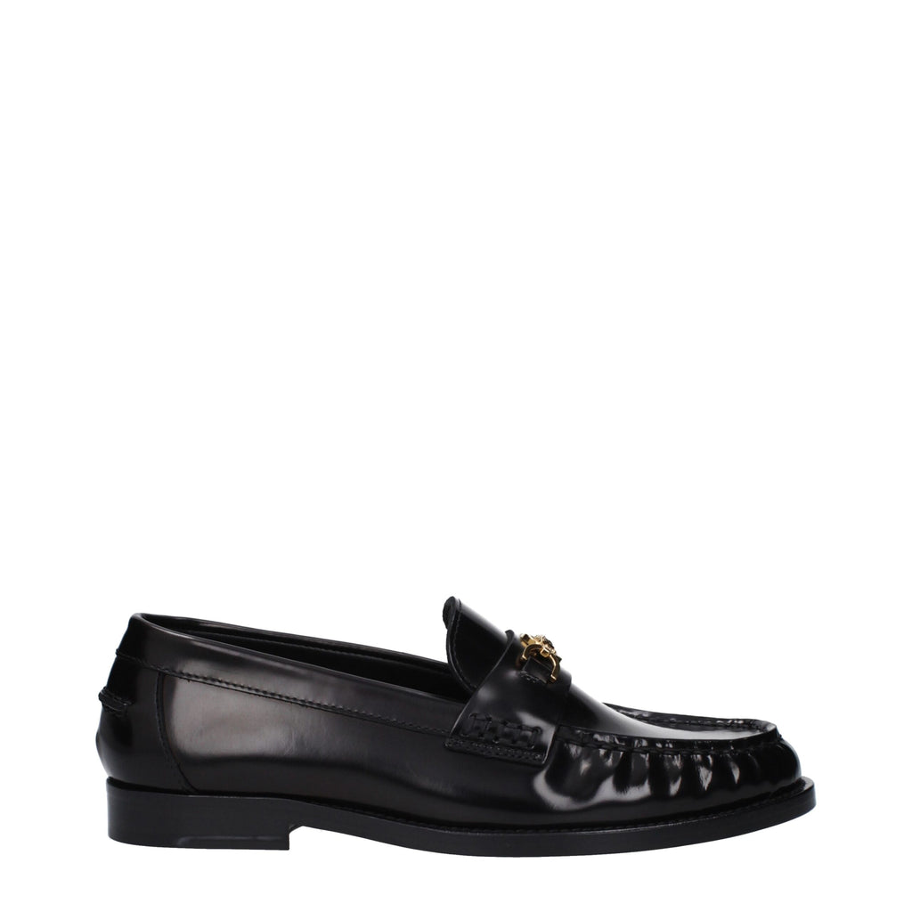 Versace Schwarze Leder Loafer zum Hineinschlüpfen