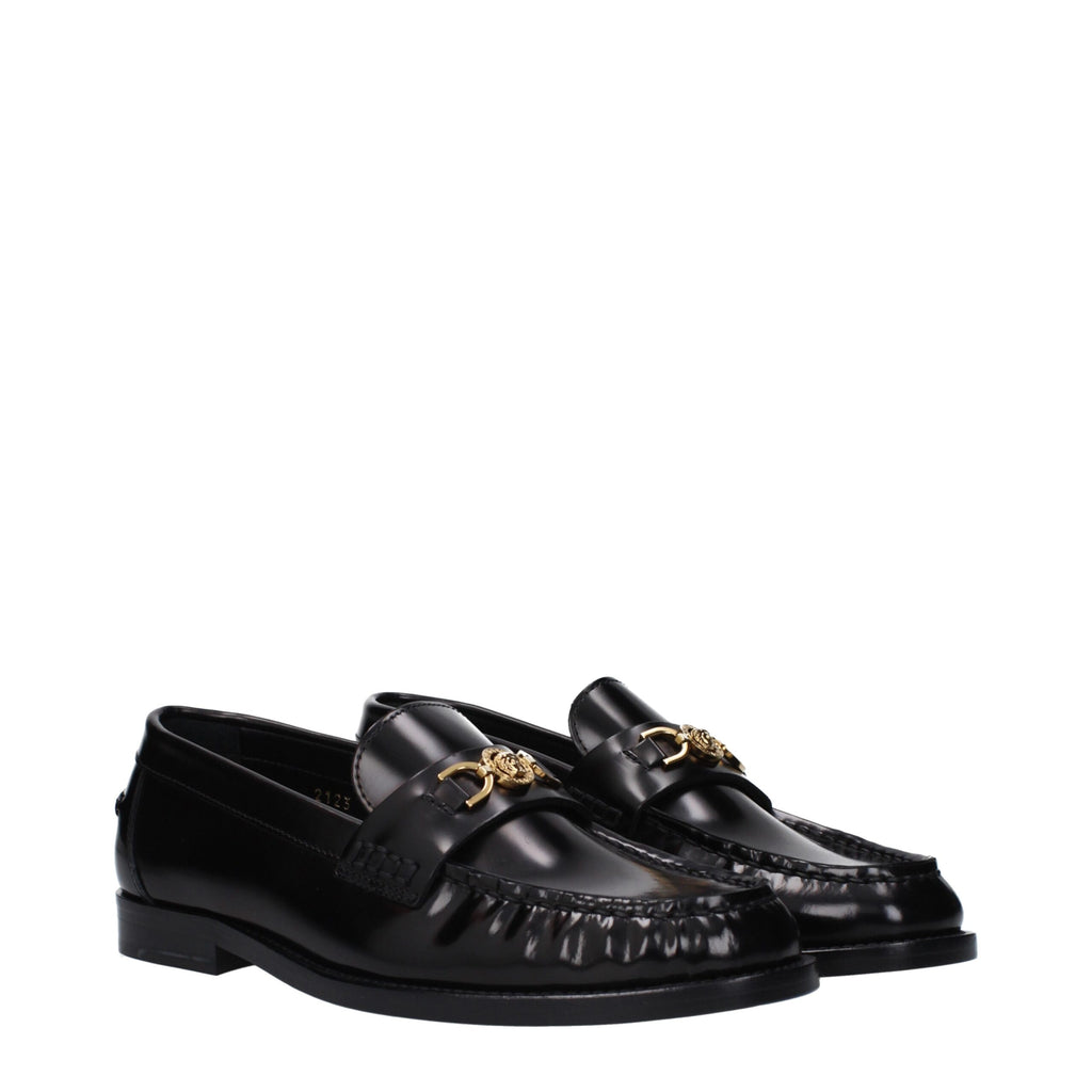 Versace Schwarze Leder Loafer zum Hineinschlüpfen