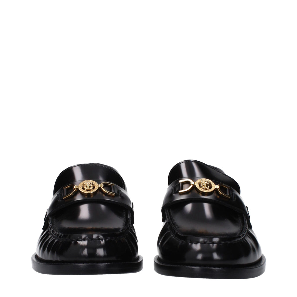 Versace Schwarze Leder Loafer zum Hineinschlüpfen