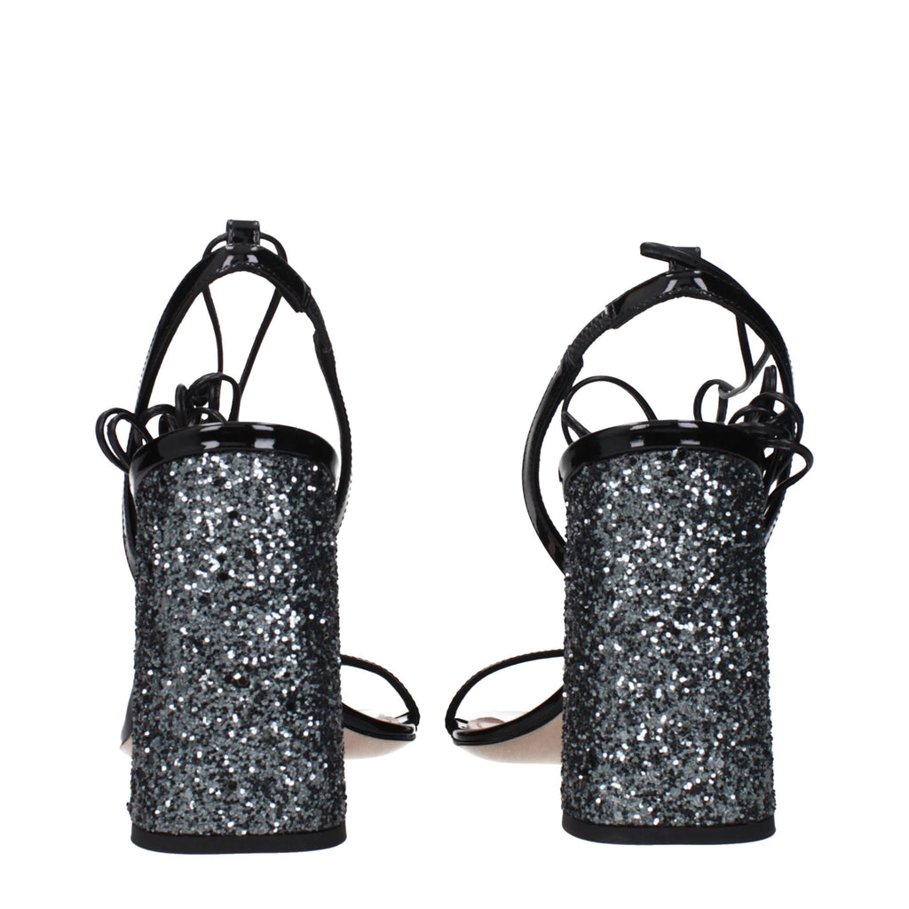 Miu Miu Schwarze Leder Plateau-Sandalen