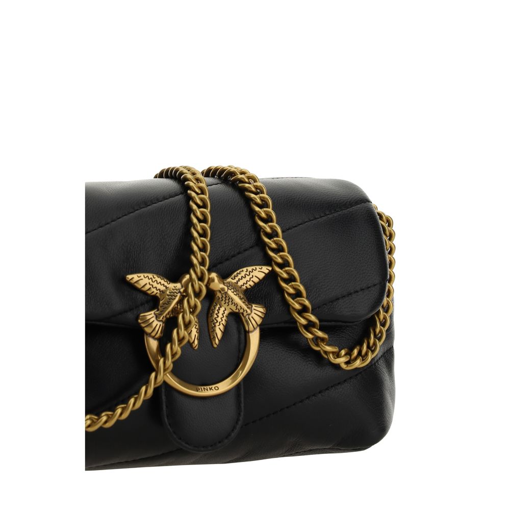 PINKO Schwarze Bos Taurus Kalbsleder Schultertasche