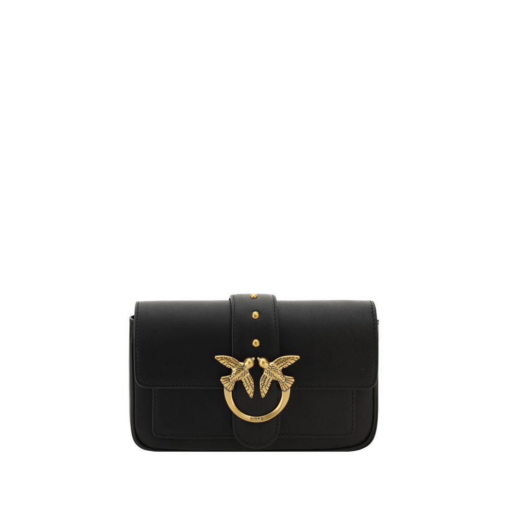 PINKO Schwarze Bos Taurus Kalbsleder Schultertasche