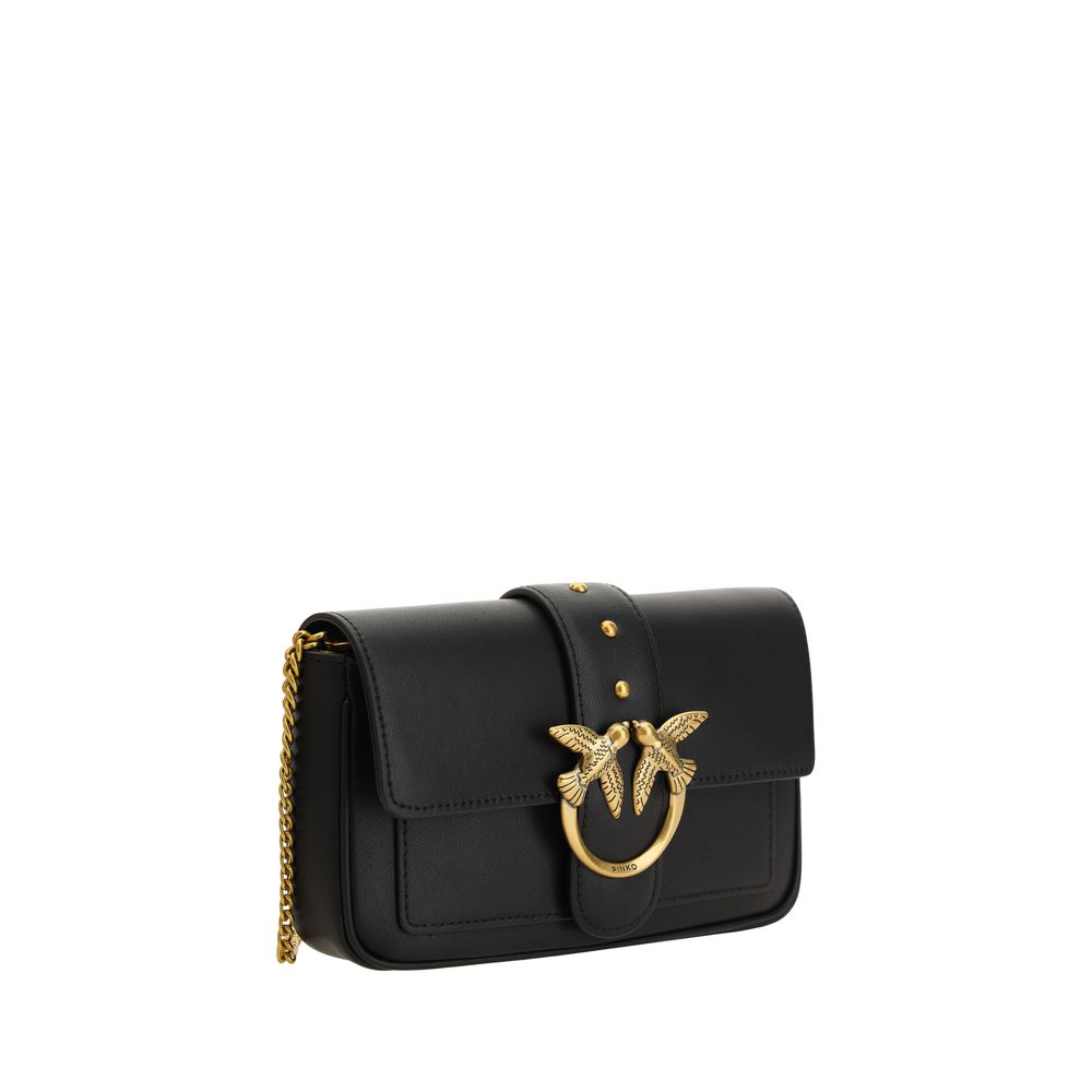 PINKO Schwarze Bos Taurus Kalbsleder Schultertasche