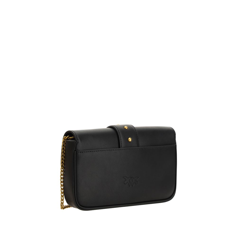 PINKO Schwarze Bos Taurus Kalbsleder Schultertasche