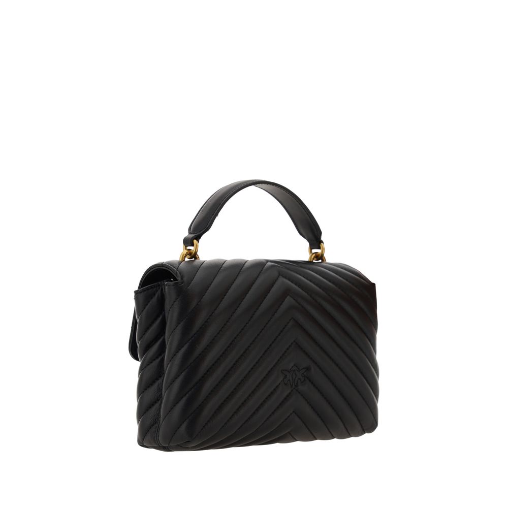 PINKO Schwarze Kalbsleder Bos Taurus Handtasche