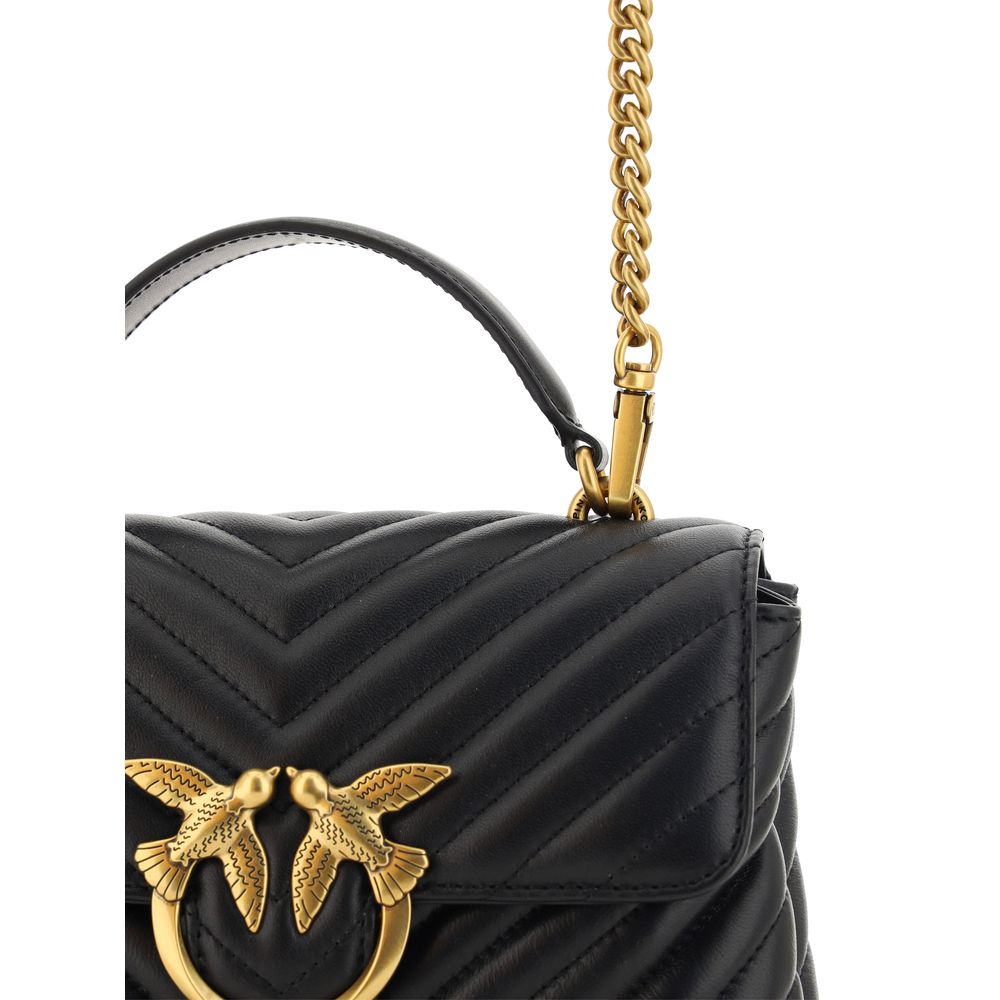 PINKO Schwarze Kalbsleder Bos Taurus Handtasche