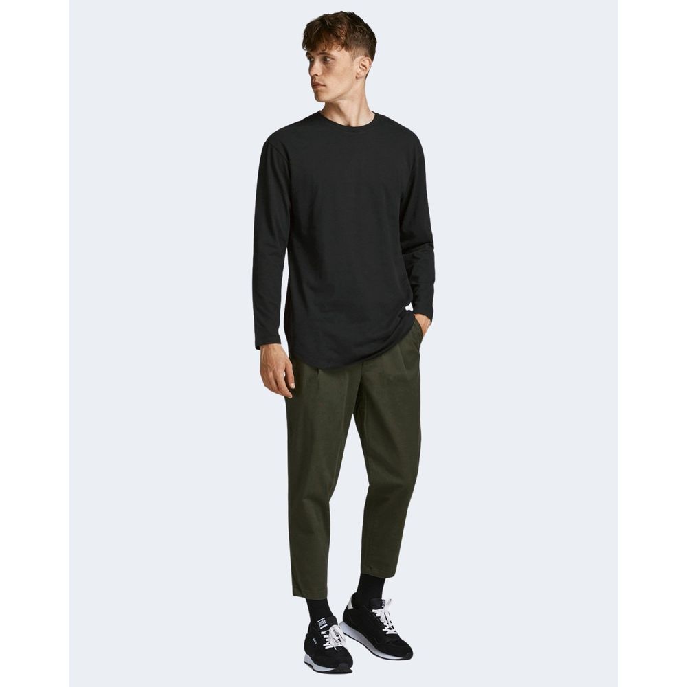 Jack Jones Schwarzes Langarm-T-Shirt aus Baumwolle