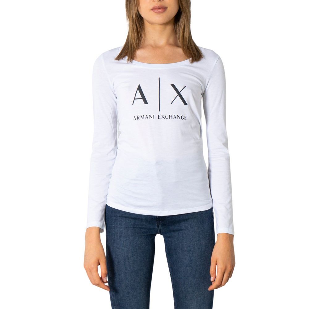 Armani Exchange Weißes Langarm-T-Shirt aus Baumwolle