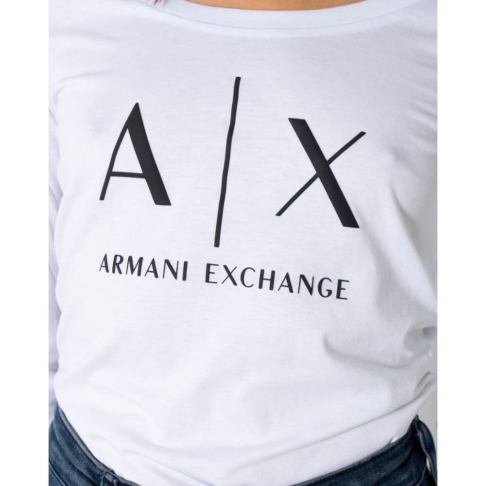 Armani Exchange Weißes Langarm-T-Shirt aus Baumwolle
