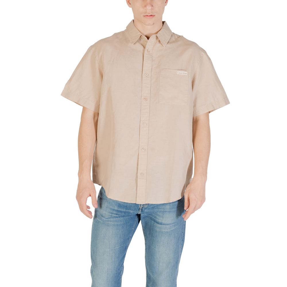 Calvin Klein Jeans Beige Leinen Kurzarmhemd