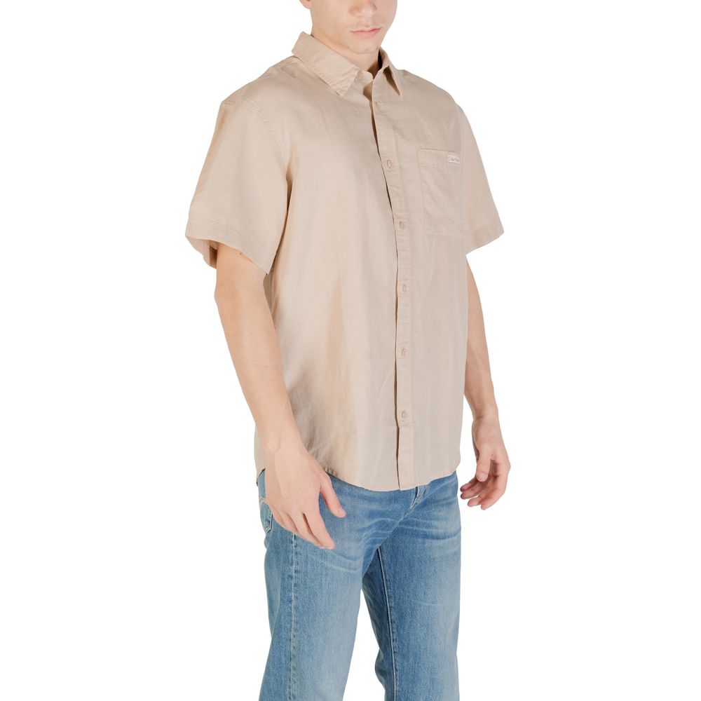 Calvin Klein Jeans Beige Leinen Kurzarmhemd