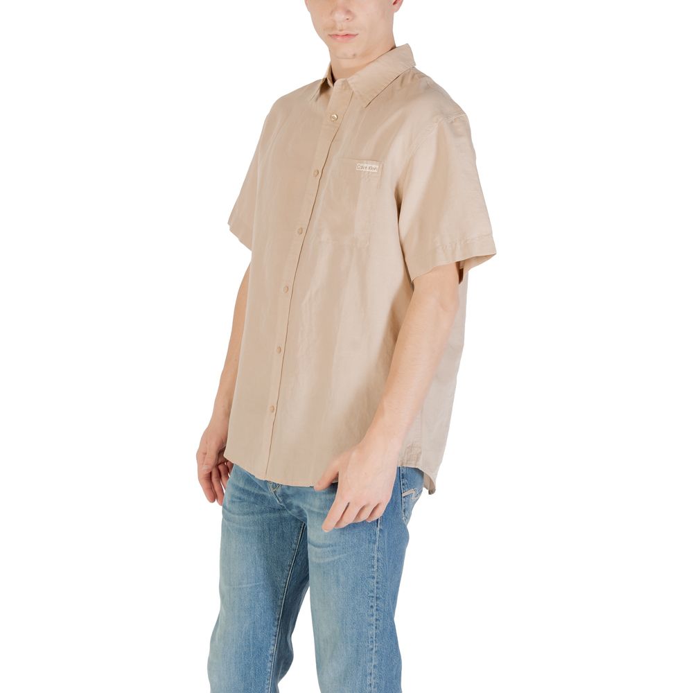 Calvin Klein Jeans Beige Leinen Kurzarmhemd