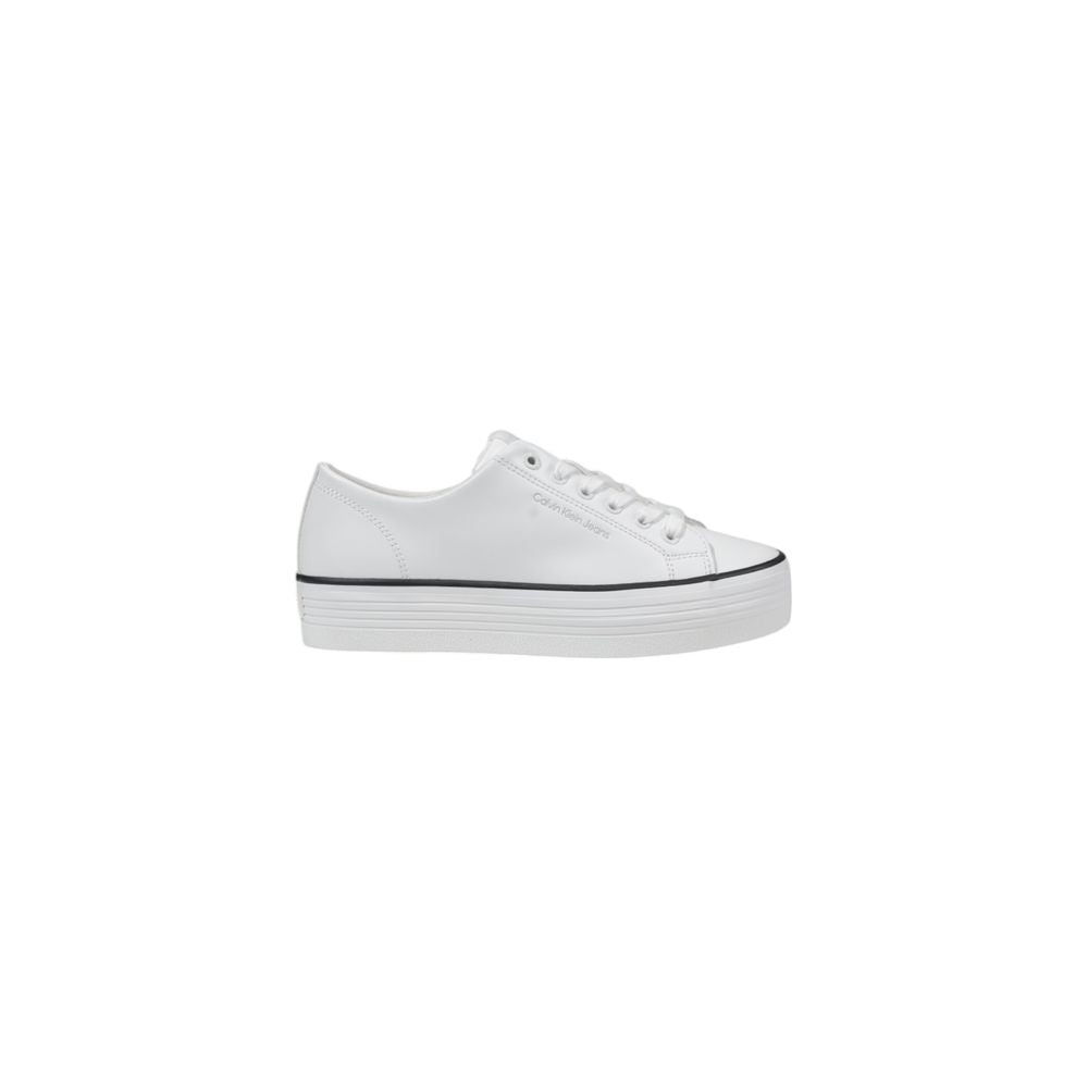 Calvin Klein Jeans Schwarze und weiße Plateau-Sneaker aus Leder