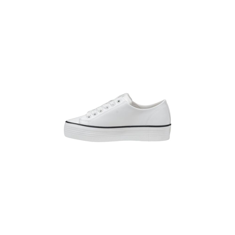 Calvin Klein Jeans Schwarze und weiße Plateau-Sneaker aus Leder