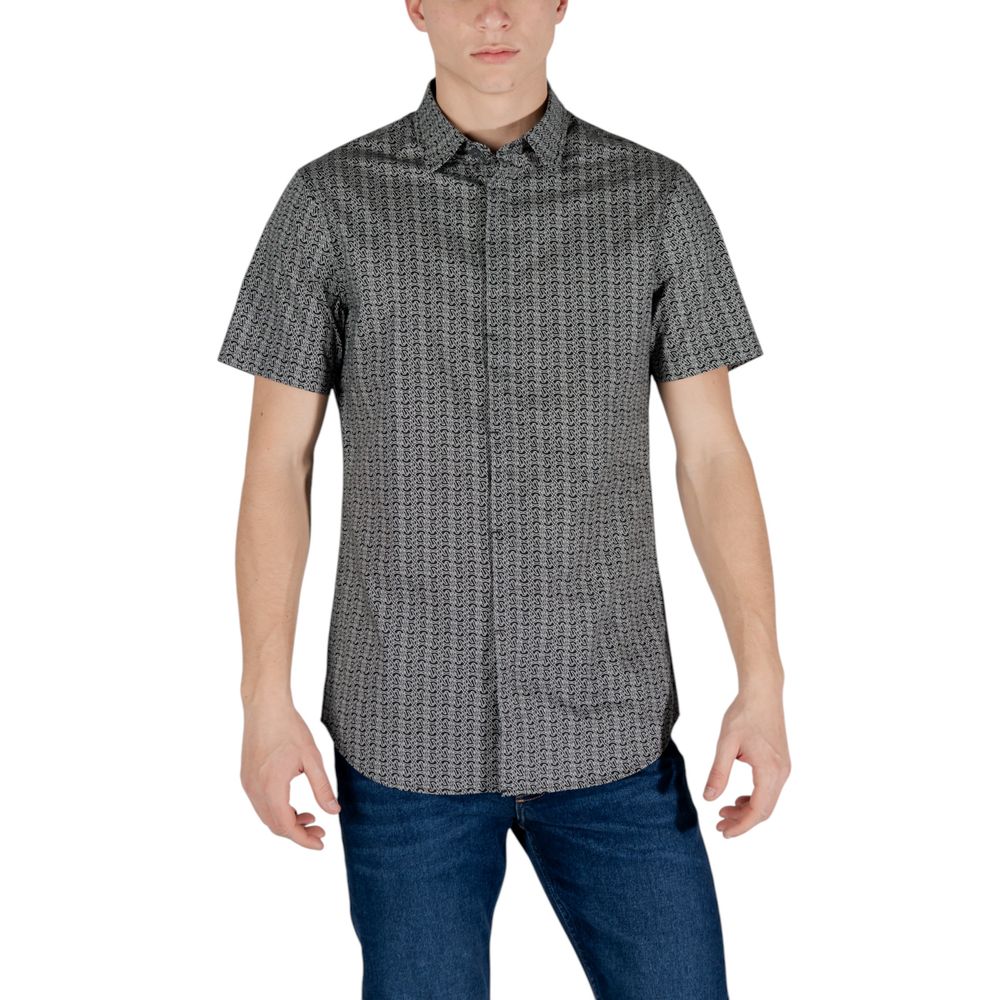 Armani Exchange Schwarzes Baumwoll-T-Shirt mit kurzen Ärmeln