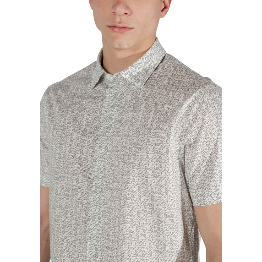 Armani Exchange Cremefarbenes Baumwoll-Kurzarmhemd