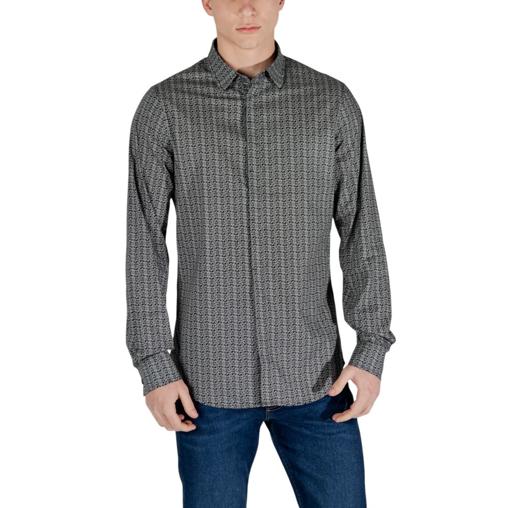 Armani Exchange Schwarzes Baumwollhemd mit Muster