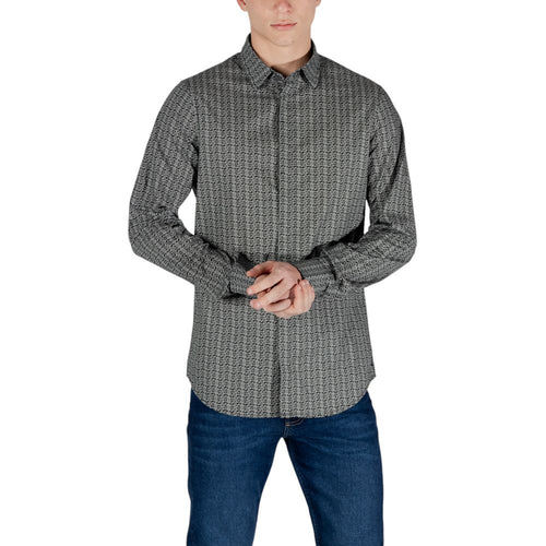 Armani Exchange Schwarzes Baumwollhemd mit Muster