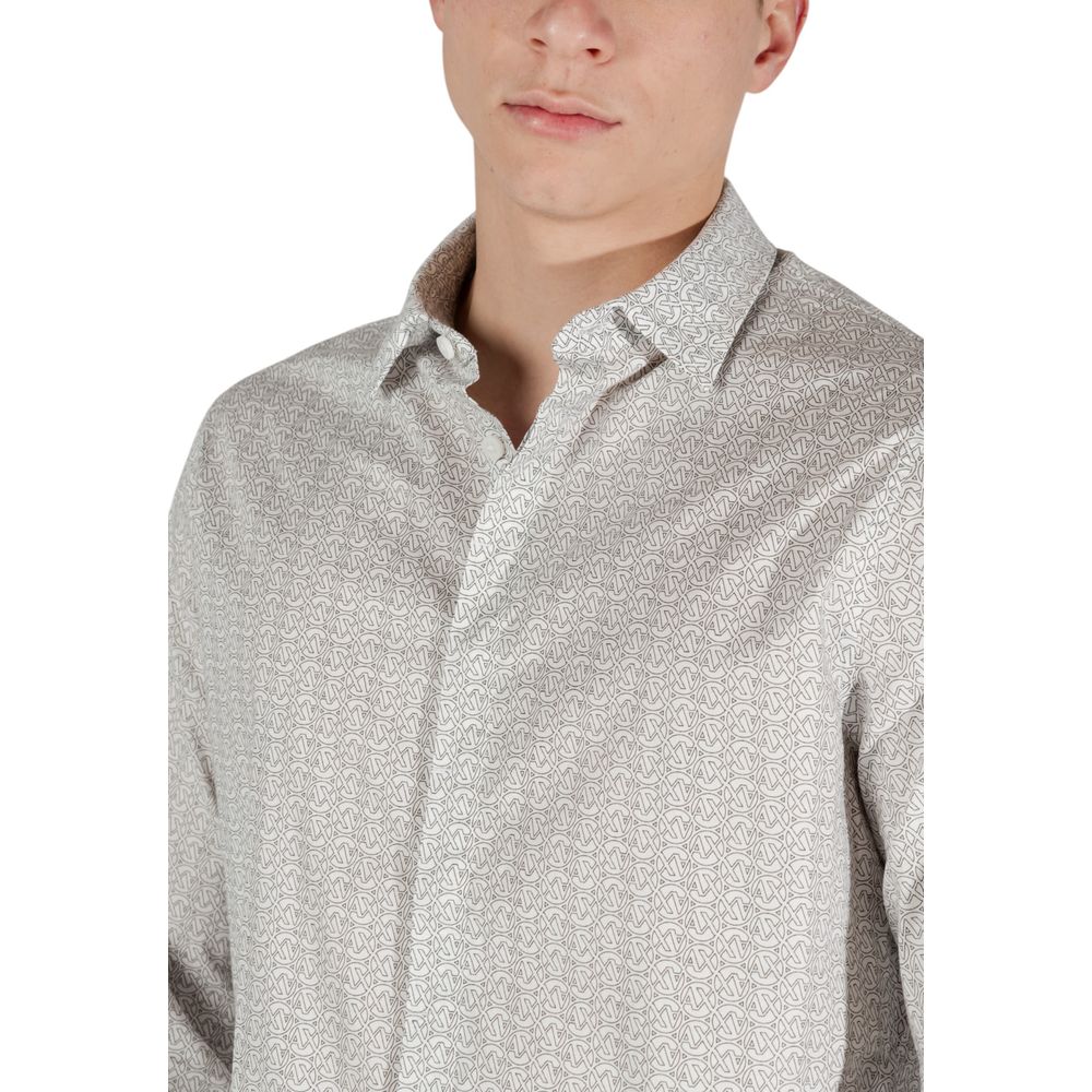 Armani Exchange Cremefarbenes Baumwollhemd