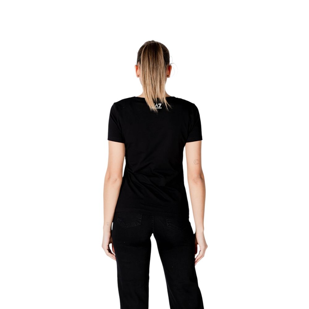 EA7 Emporio Armani Schwarzes Baumwoll-T-Shirt