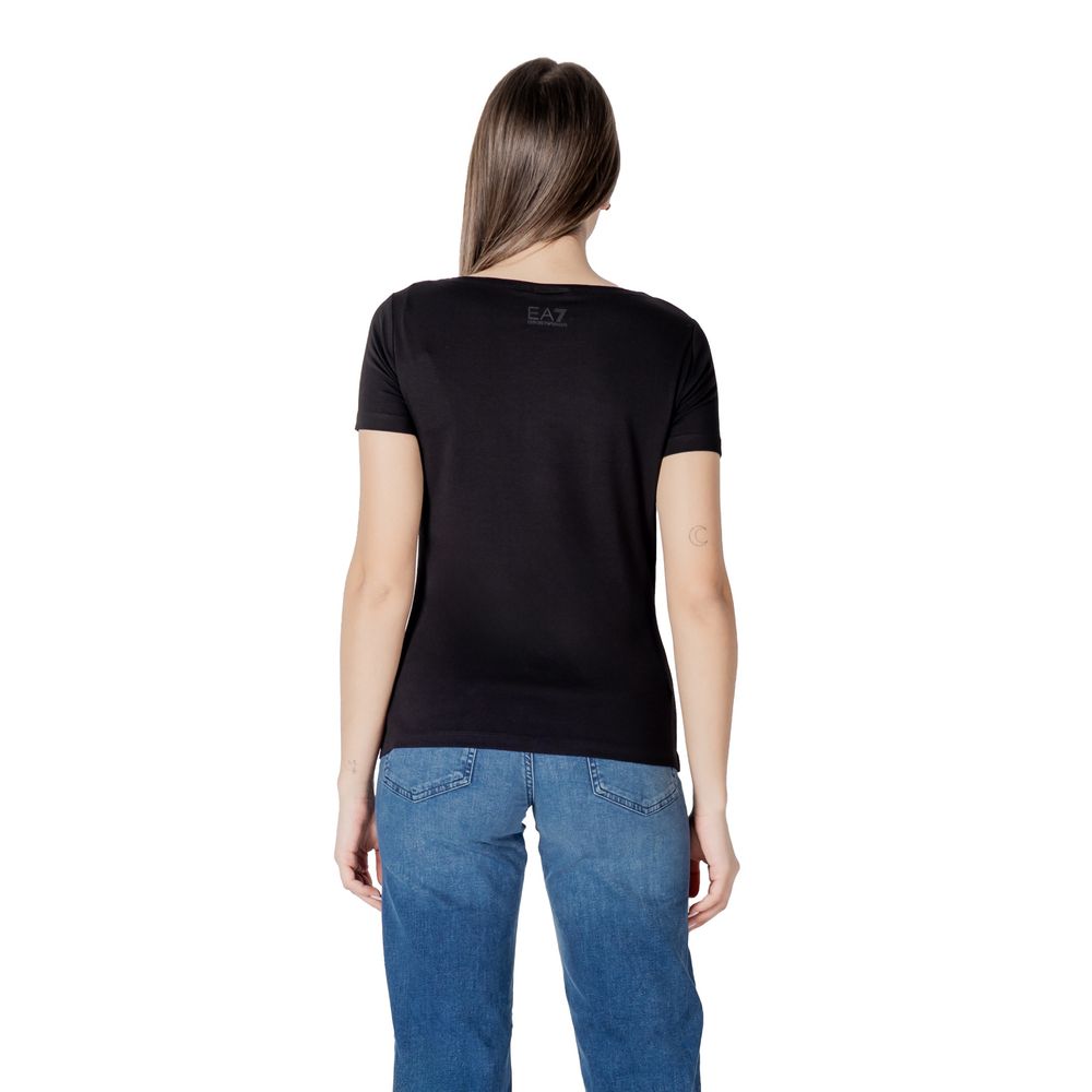 EA7 Emporio Armani Schwarzes Baumwoll-T-Shirt