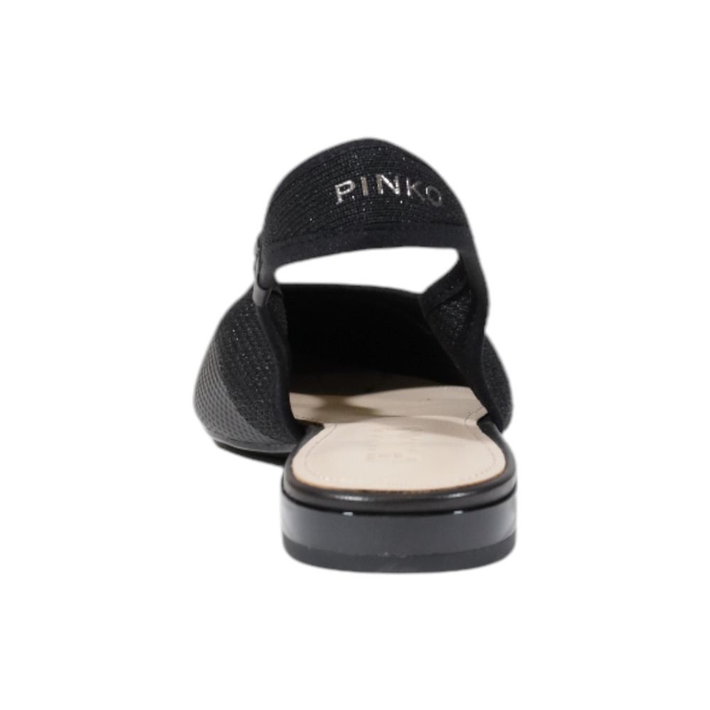 PINKO Schwarze flache Sandalen aus Leder