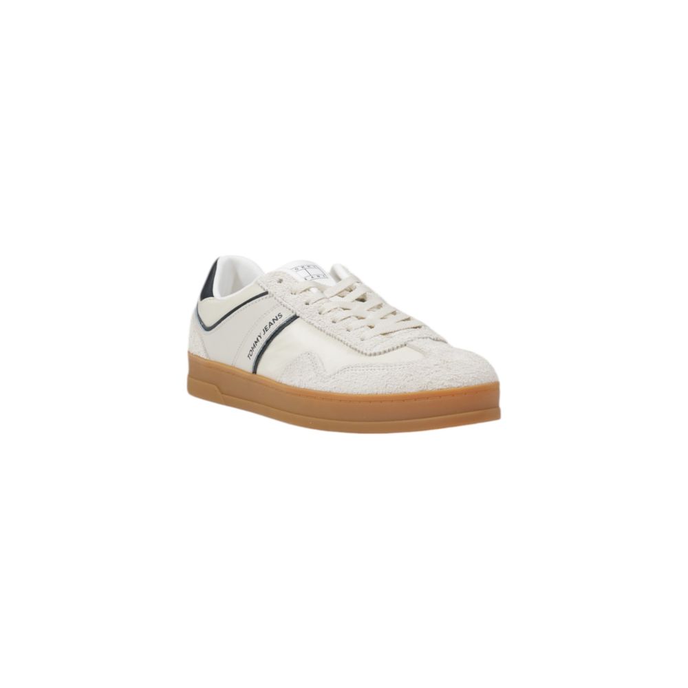 Tommy Hilfiger Jeans Cremefarbene Leder-Sneaker mit niedrigem Schaft