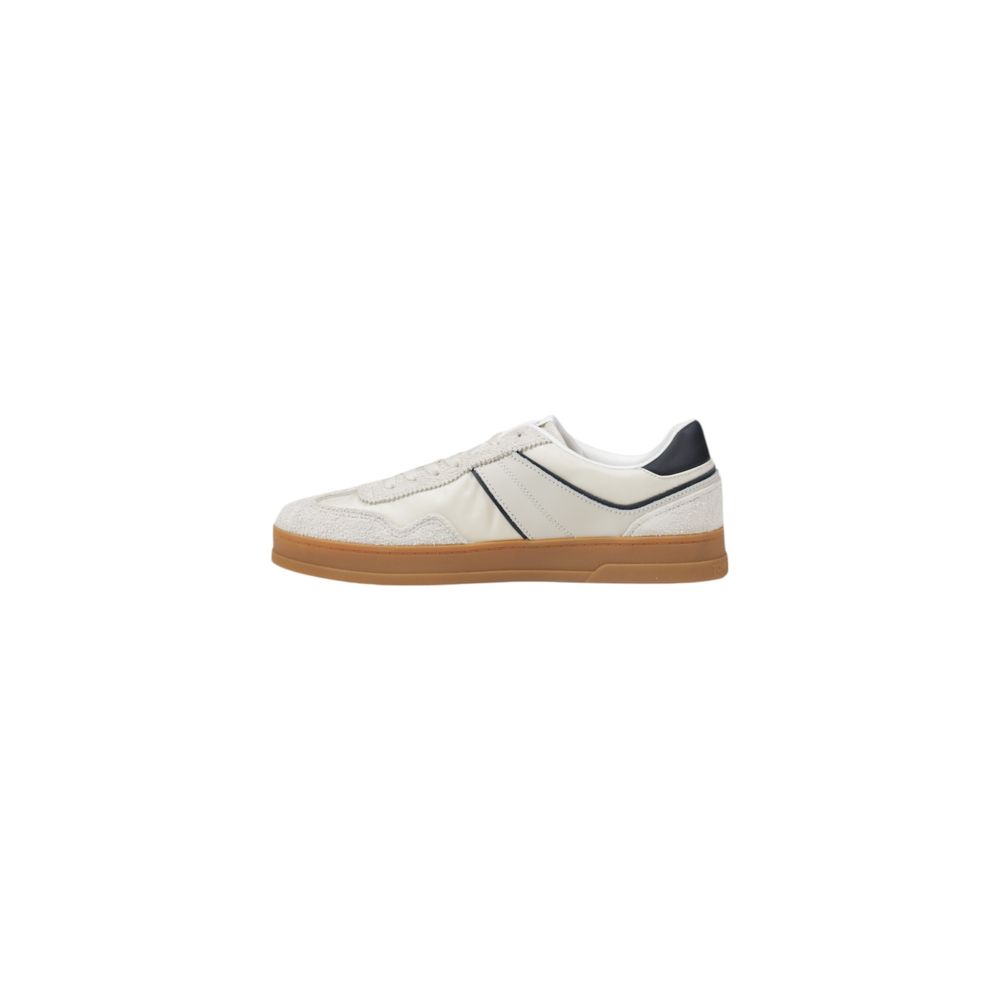 Tommy Hilfiger Jeans Cremefarbene Leder-Sneaker mit niedrigem Schaft