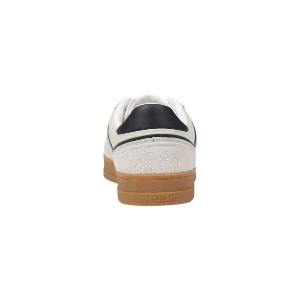 Tommy Hilfiger Jeans Cremefarbene Leder-Sneaker mit niedrigem Schaft
