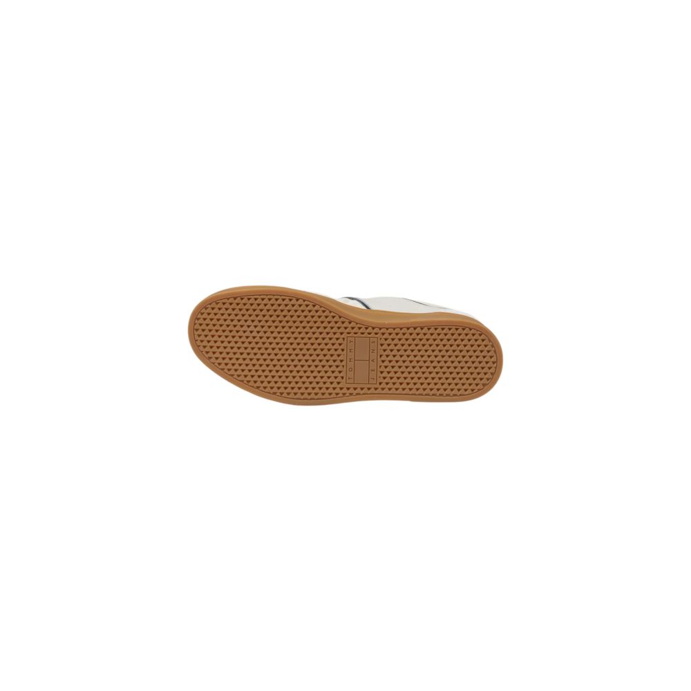 Tommy Hilfiger Jeans Cremefarbene Leder-Sneaker mit niedrigem Schaft