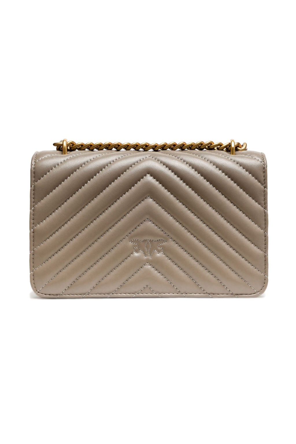 PINKO Graue Leder Love One Mini Umhängetasche