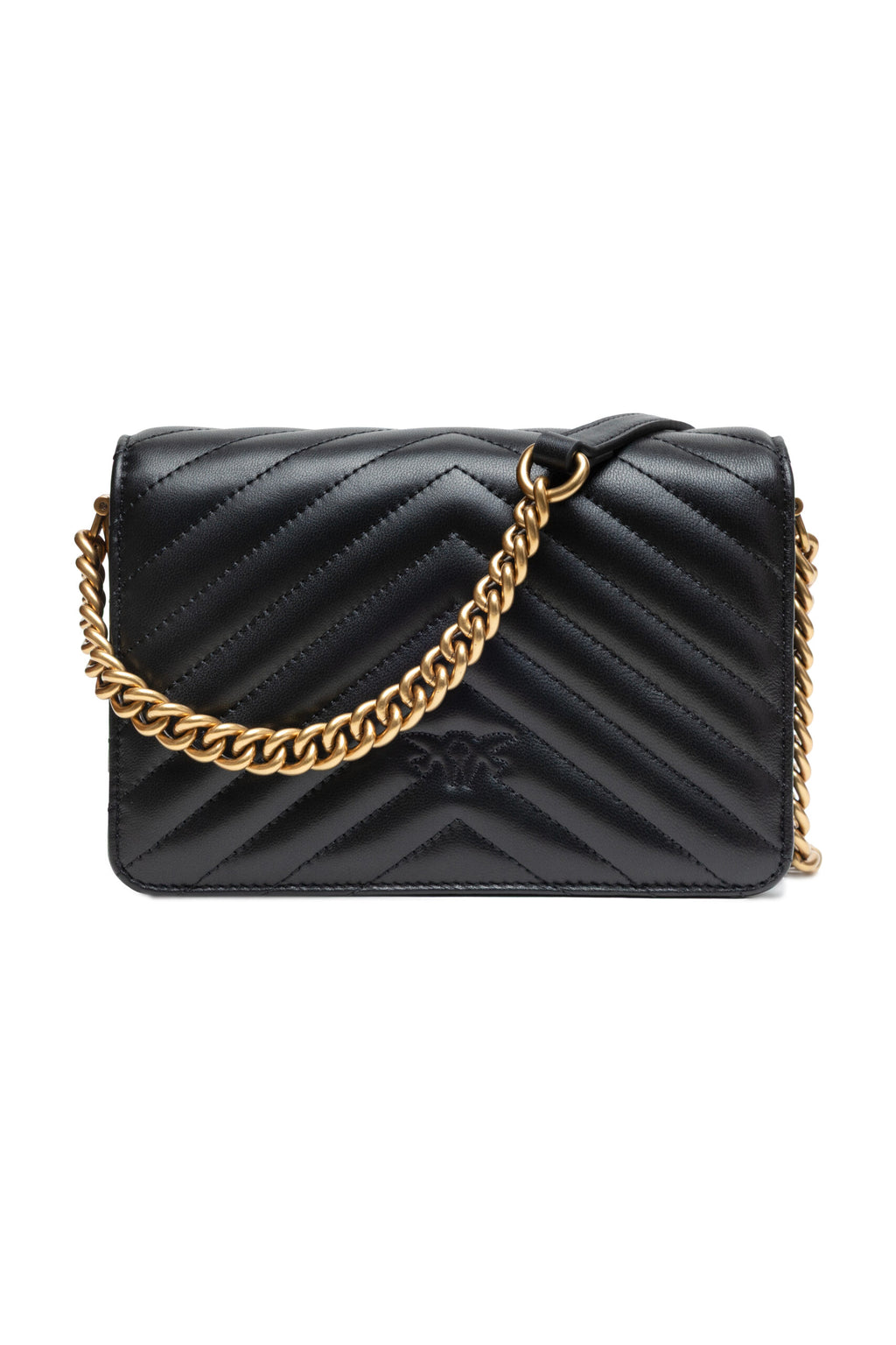 PINKO Schwarze Leder Love Click Mini Umhängetasche