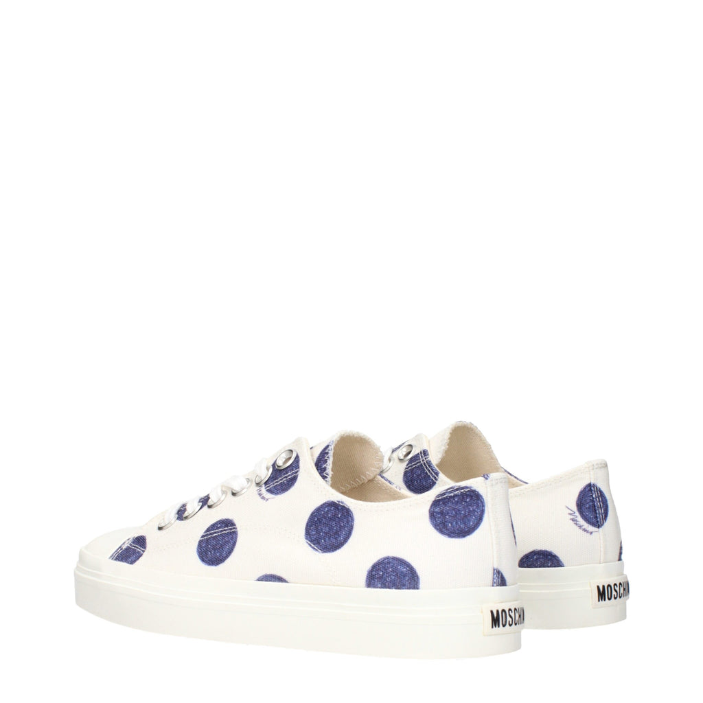 Moschino Weiße Stoff-Sneaker mit niedrigem Schaft