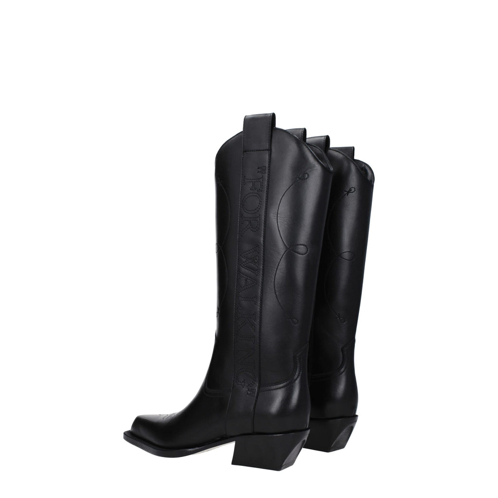 Off-White Schwarze Lederstiefel