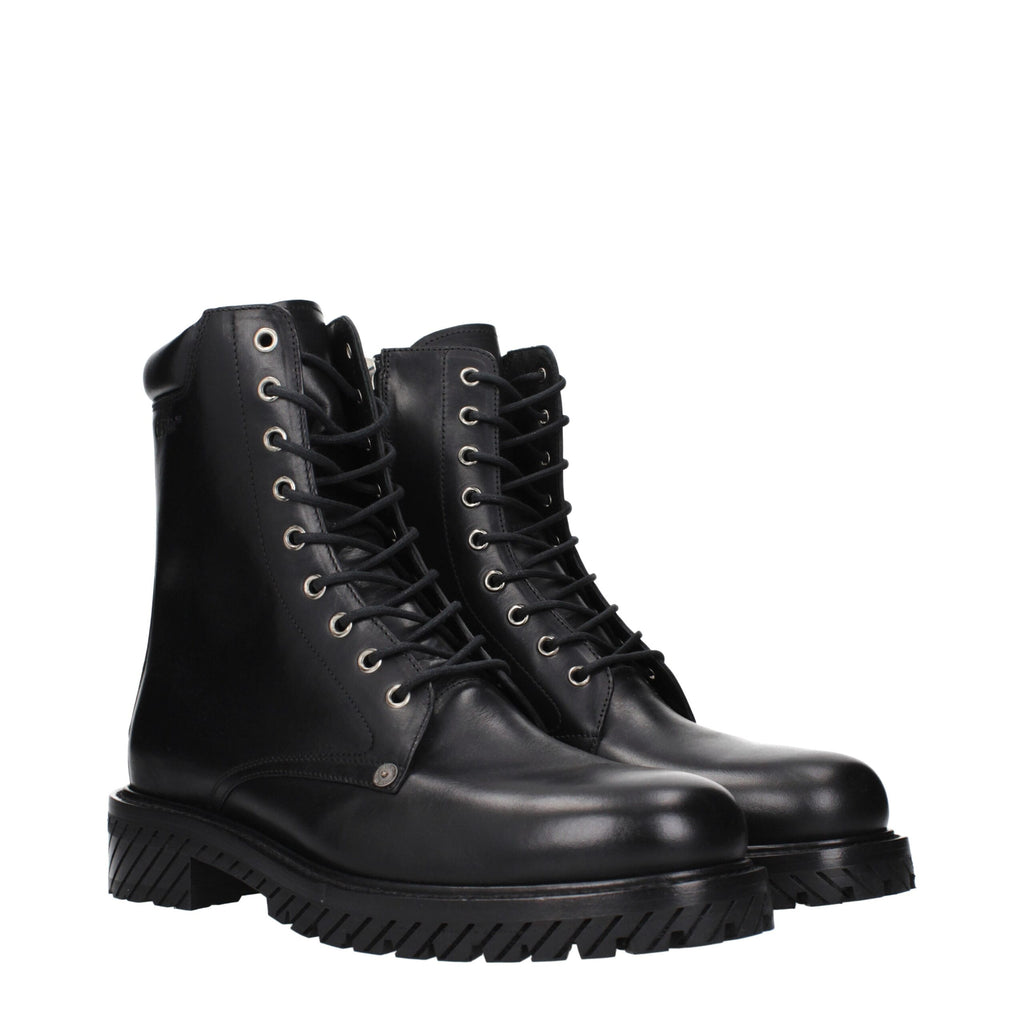 Off-White Schwarze Leder-Stiefeletten