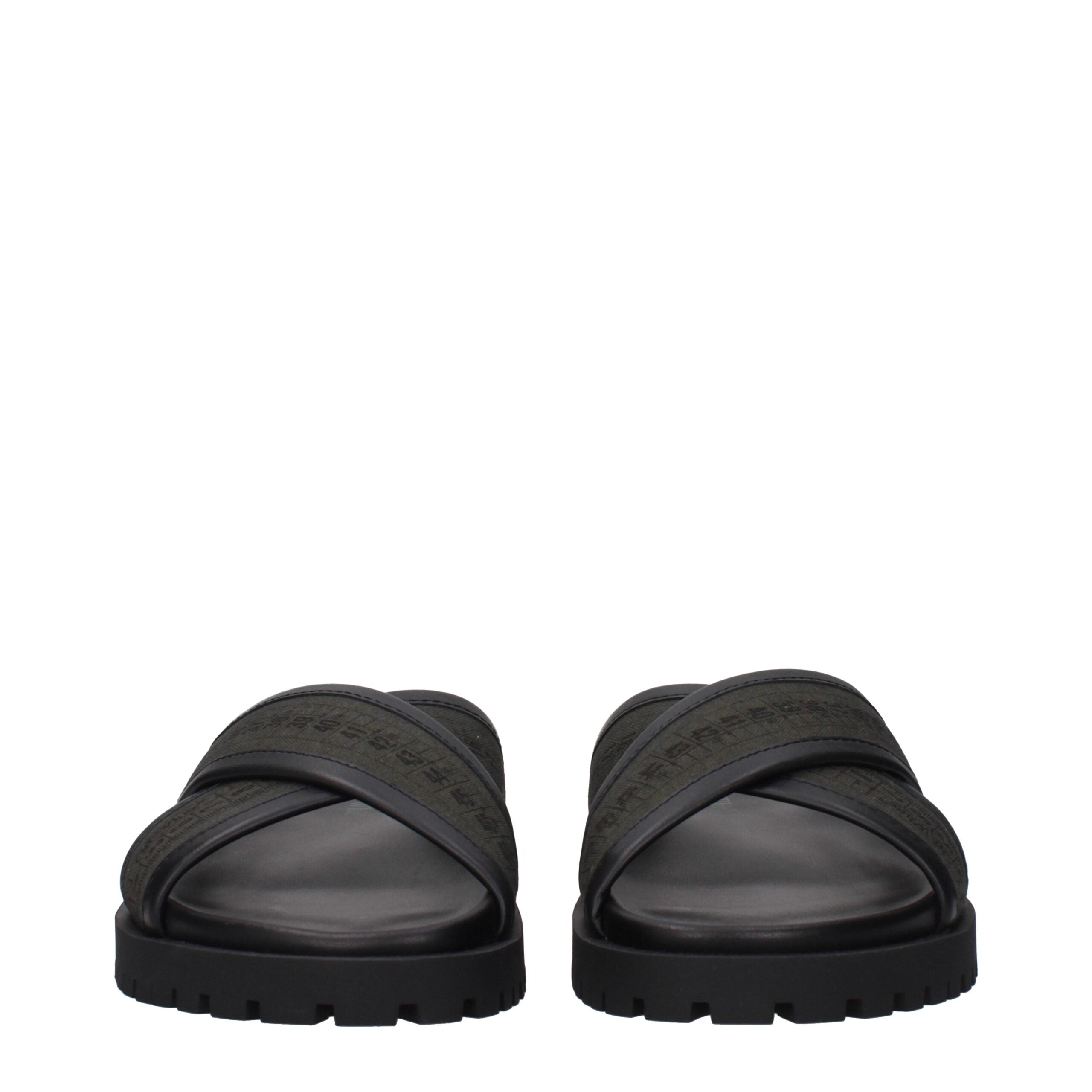 Off-White Grüne Stoff-Sandalen