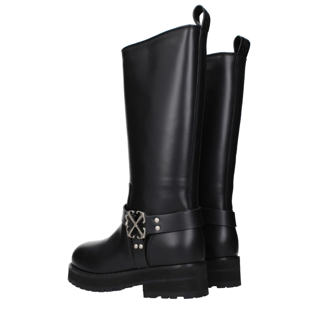 Off-White Schwarze Lederstiefel