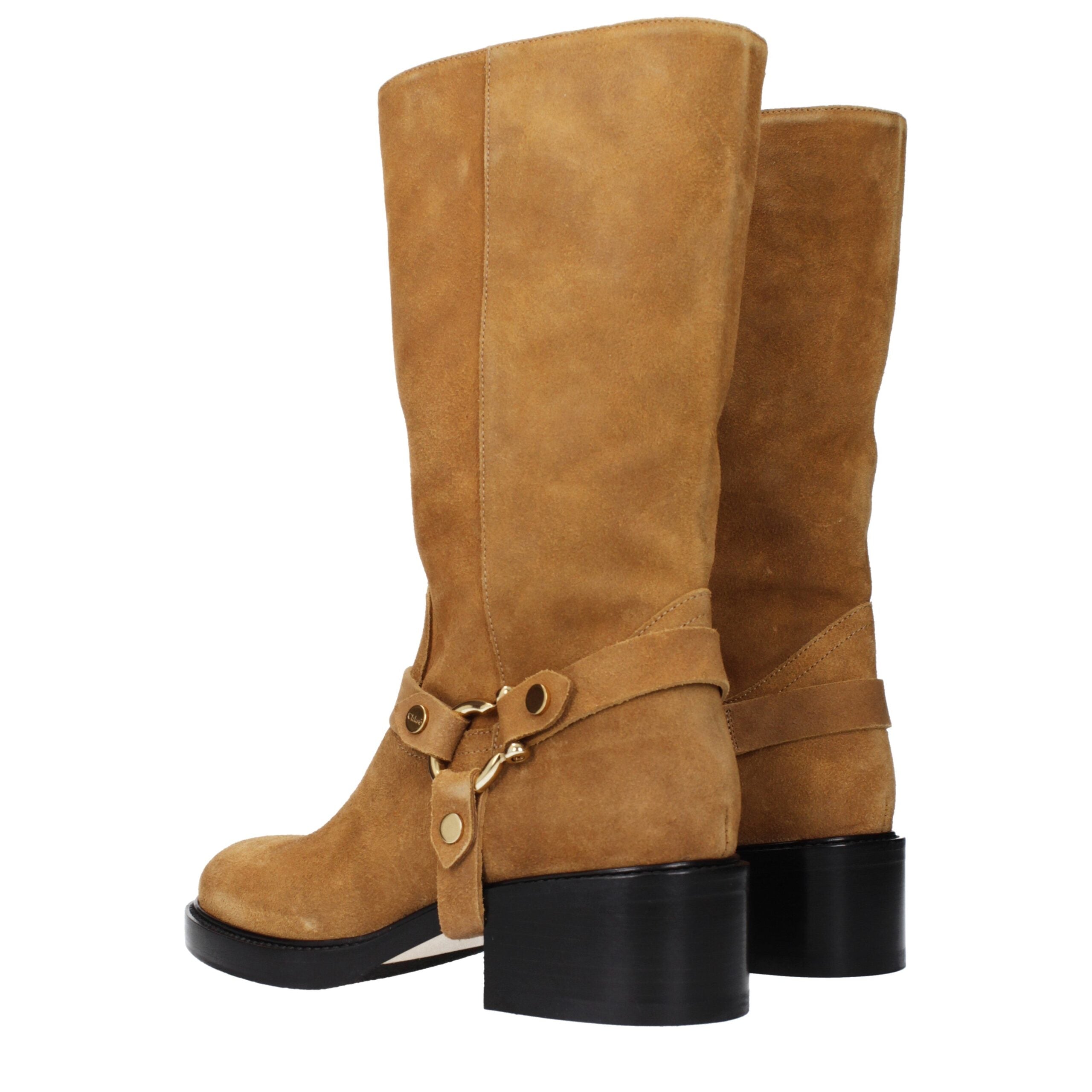 Chloé Braune Lederstiefeletten