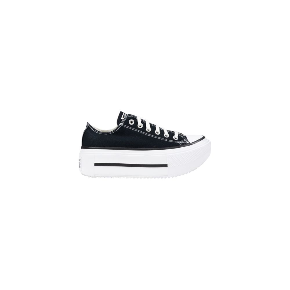 Converse Schwarze und weiße Stoff-Plateau-Sneaker