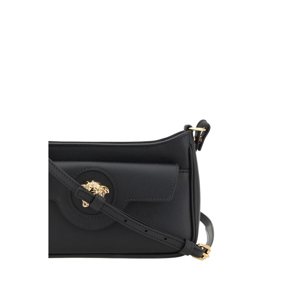 Versace Schwarze Bos Taurus Kalbsleder Schultertasche